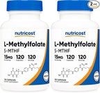Nutricost L-Methylfolate 15mg, 120 Capsules (5-MTHF) - Vegan, Non-GMO, Gluten Free (Pack of 2)