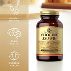 Solgar Choline 350 mg - 100 Vegetable Capsules, Pack of 2 - Non-GMO, Vegan, Kosher - 200 Total Servings