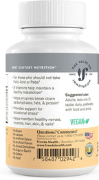 Freeda Vitamin B Complex No Folic No PABA - Super B Complex Kosher Vitamin Supplement with Vitamin B1 Vitamin B2 Vitamin B3 Vitamin B5 Vitamin B6 Vitamin B12 - Vit B Complex B for Women & Men (250 Ct)