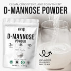 D-Mannose Powder Quick Dissolve Pure Premium Mannose Supplement Essential Powder for Supports Urinary Tract and Bladder Quick Water Soluble Formula for Drinks and Smoothies Vegan Zero-Additives, 370g