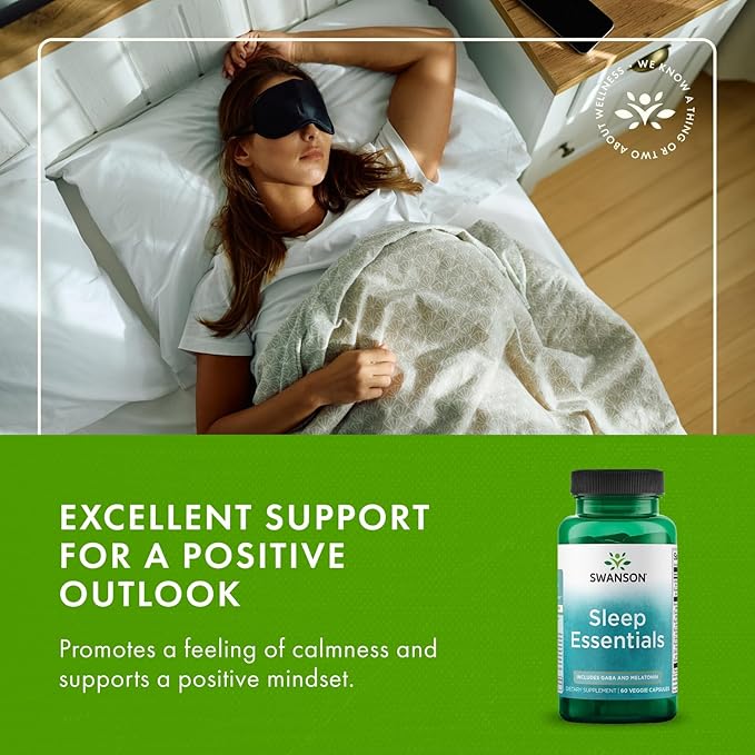 Swanson Sleep Essentials Includes GABA and Melatonin - 60 Veg Capsules
