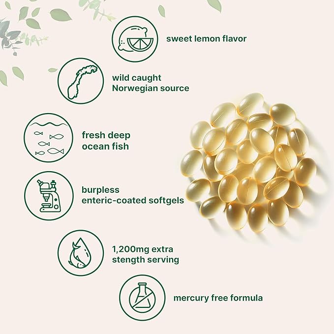 Micro Ingredients Extra Strength Omega 3 Fish Oil Supplements 1,200mg Per Serving, 240 Softgels | Lemon Flavored | Burpless | Essential Fatty Acids | EPA 220mg + DHA 150mg | Deep Sea Fish