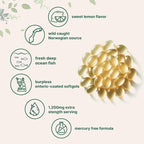 Micro Ingredients Extra Strength Omega 3 Fish Oil Supplements 1,200mg Per Serving, 240 Softgels | Lemon Flavored | Burpless | Essential Fatty Acids | EPA 220mg + DHA 150mg | Deep Sea Fish
