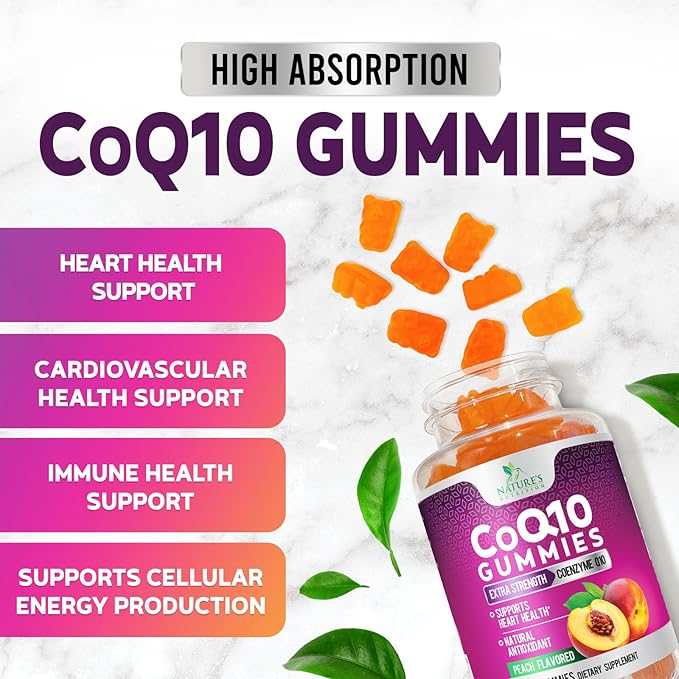 CoQ10 Gummies 100mg Per Serving - 3X Strength, High Absorption, Antioxidant Supplement for Heart Health Support & Energy Production, Ultra Coenzyme Q10 Vitamins, Coq 10 Supplements - 30 Gummies
