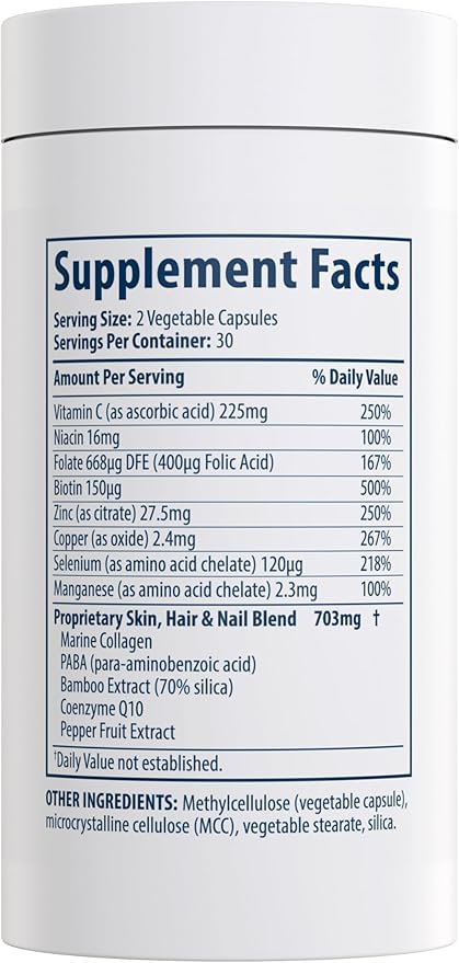 MiamiMD Total Beauty Matrix Collagen Supplements for Women - Collagen Capsules with Vitamin C for Hair, Skin and Nails - Cruelty Free - 60 Capsules