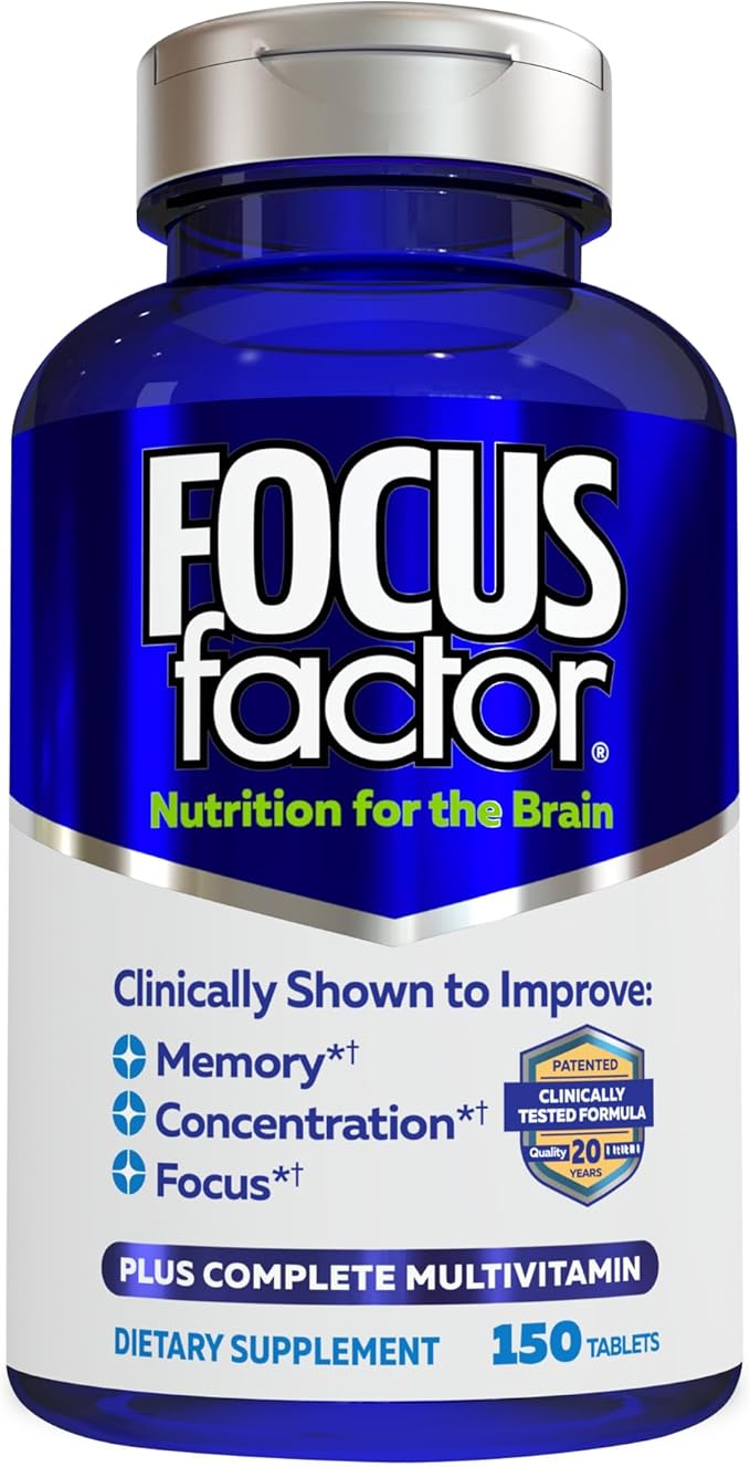 Focus Factor Nutrition for The Brain Improved Memory & Concentration Brain Supplement, 150 Count, 1 Pack (10407)