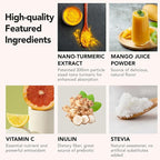 Nano Turmeric Curcumin Drink Powder Supplements–Mango Flavor Daily Morning Routine Immunity Wellness Shot, Gut Health & Joint Support - No Added Sugar, Vegan, Gluten-Free, Non-GMO,12 Sachets