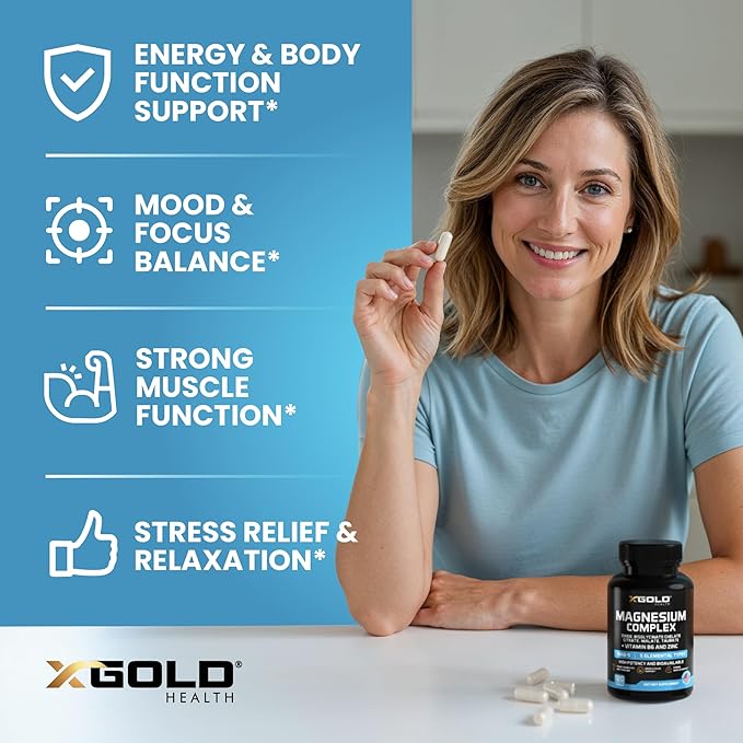 Magnesium Complex 5-in-1 with Zinc & B6 – High Absorption (Glycinate, Citrate, Malate, Taurate, Oxide) – Muscle Recovery, Energy, Sleep Support & Immune Health – Made in USA