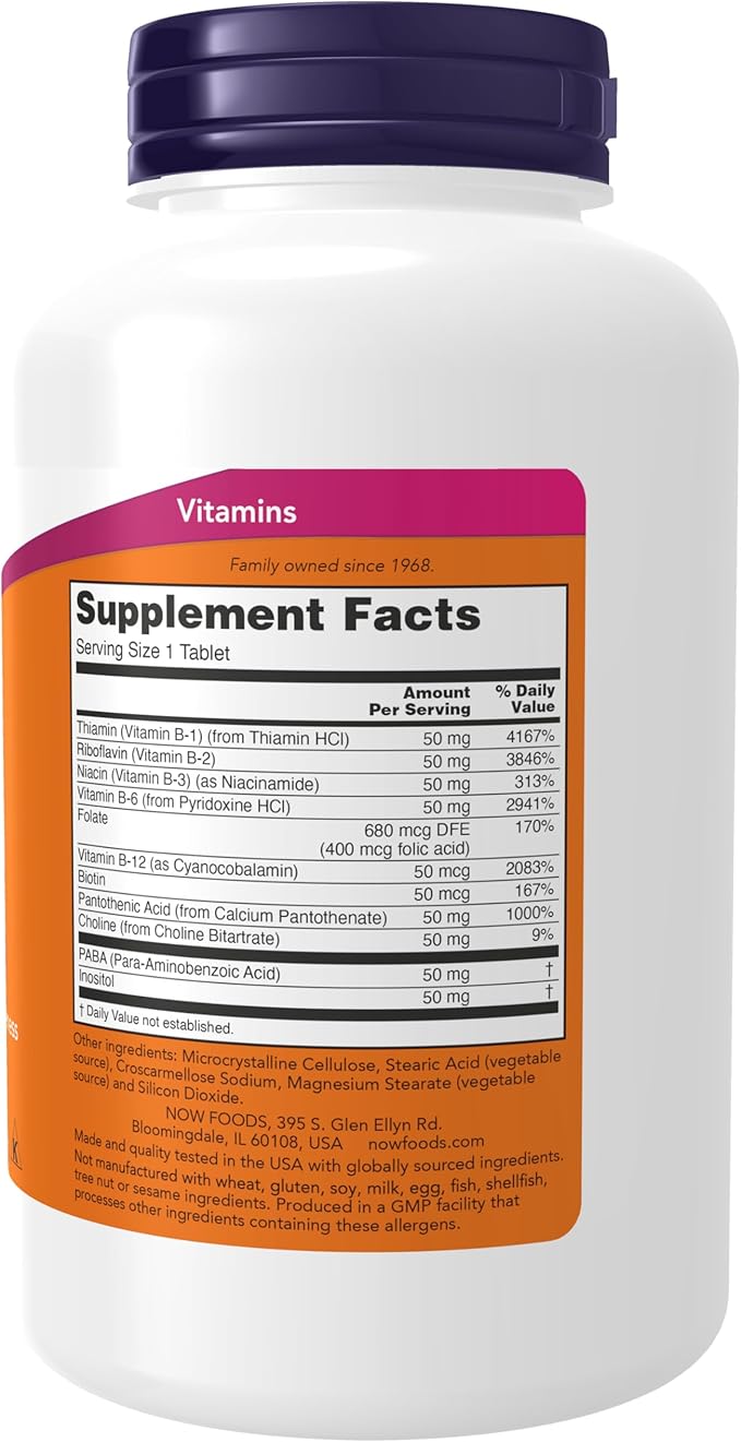 NOW Foods Supplements, Vitamin B-50 mg, Energy Production*, Nervous System Health*, 250 Tablets