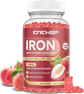Iron Supplement for Women & Men Gummies, Multivitamin Blood Builder Iron Supplement with Folate Vitamin C B12 B6 Zinc for Adults & Kids - Energy Support - Peach Flavor, Vegan 60 Gummies