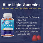 Focus Blue Light Supplement | Lutein and Zeaxanthin Supplement for Eye Health and Blue Light Protection | 60 Count Mango Flavored Gummy, 30 Day Supply