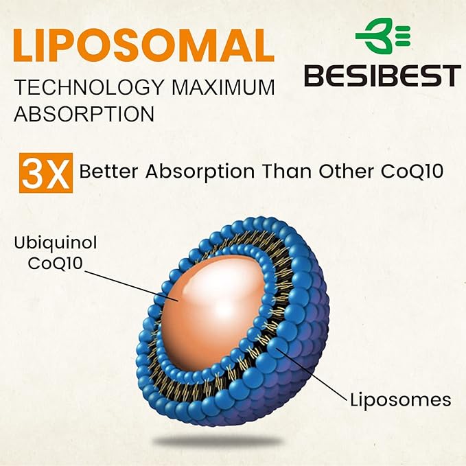 1000mg Liposomal CoQ10 Ubiquinol, 60 Vegan Softgels, High Absorption Ubiquinol CoQ10 Supplement, Active Antioxidant Form of Coenzyme Q10 for Heart Function & Energy Production