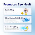 Eye Supplement - Lutein 10mg, Meso-Zeaxanthin 10mg, Zeaxanthin 2mg - Eye Vitamins Supports Vision, Blue Light Protection & Macular Health - Natural Antioxidant Formula | 90 Softgels