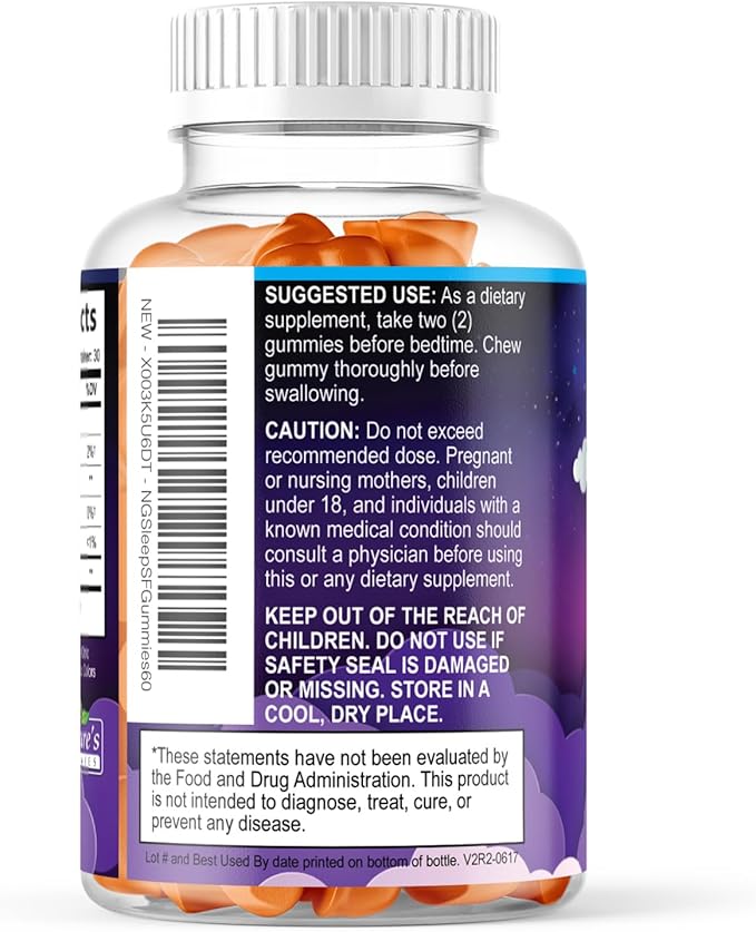 Sleep Gummies for Adults - Sugar Free Melatonin 6 MG Per Serving Gummy Supplement - Natural Zero Sugar Sleeping Gummy for Adults & Kids, Orange Flavored, Extra Strength Sleep Support - 60 Gummies