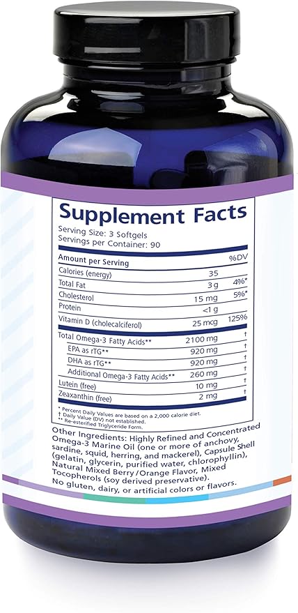 Eye Omega Advantage (Eo3) Supplement - 270 Softgels, 90-Day Supply - Re-Esterfied Omega 3 Triglyceride Form Eye Vitamins with 920mg EPA, 920mg DHA, Lutein & Zeaxanthin for Macula, Retina Support