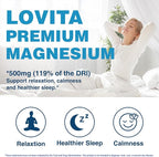 LOVITA Triple Magnesium Complex 500mg, High Absorption and Potency Formula, Glycinate, Citrate & Oxide, Support Sleep, Relaxation, Heart, Nerves & Bone Health, 180 Vegan Capsules