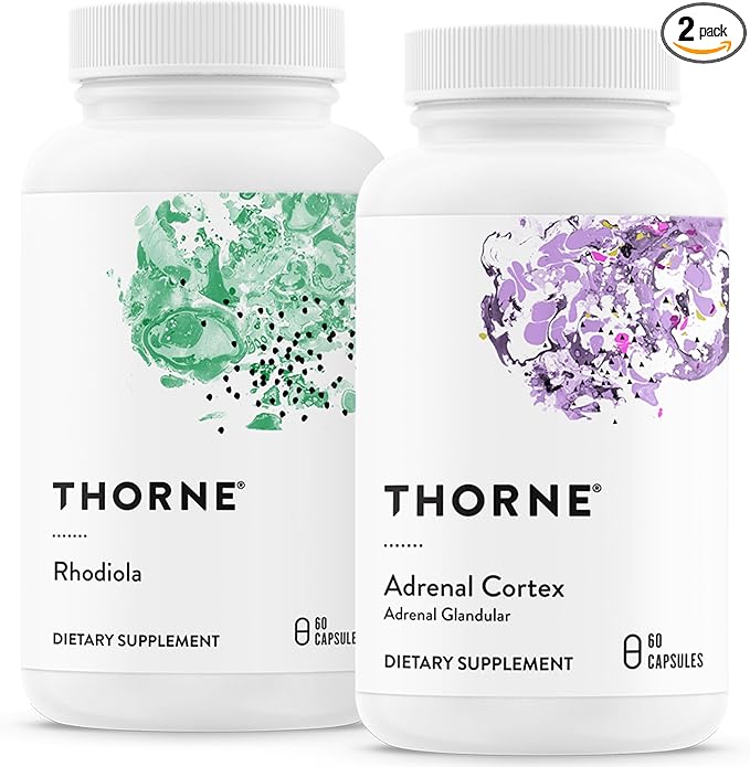 THORNE - Adaptogen & Adrenal Support Bundle - Natural Solutions for Coping with Stress - Rhodiola and Adrenal Cortex - 60 Servings