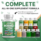 Moringa Powder Capsules + Turmeric Moringa Leaf Ceylon Cinnamon Ashwagandha Ginger Tart Cherry Boswellia Quercetin Garlic Holy Basil Saffron Nettle Black Pepper Moring-Go Supplement By Clean Nutra (2)