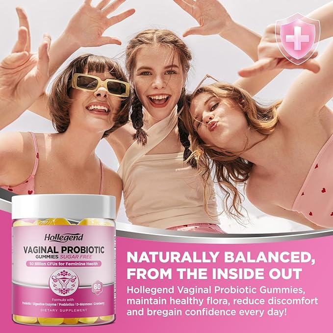 Vaginal Probiotics Gummies for Women Balanced pH, 50 Billion CFUs for Feminine Vaginal odor & Flora, Cranberry, D-Mannose, Vitamin C for Yeast Balance & Immune Health, Sugar Free, Pineapple, 60 Chews