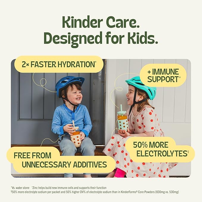 Kinderlyte Advanced Electrolyte Powder for Kids and Adults - Drink Mix Hydration Packets (Wild Berry, 16 Count), with PreMax Prebiotics, No Artificial Sweeteners or Flavors, No Synthetic Dyes