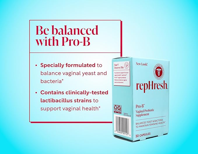 RepHresh Pro-B Vaginal Probiotic Supplement, 30 Capsules, Pack of 2