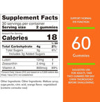 Nature's Key Lutein Gummies 12mg with Zeaxanthin & Vitamin A for Kids and Adults | Eye Health and Brain Function Supplement | Orange Flavor, 60Ct