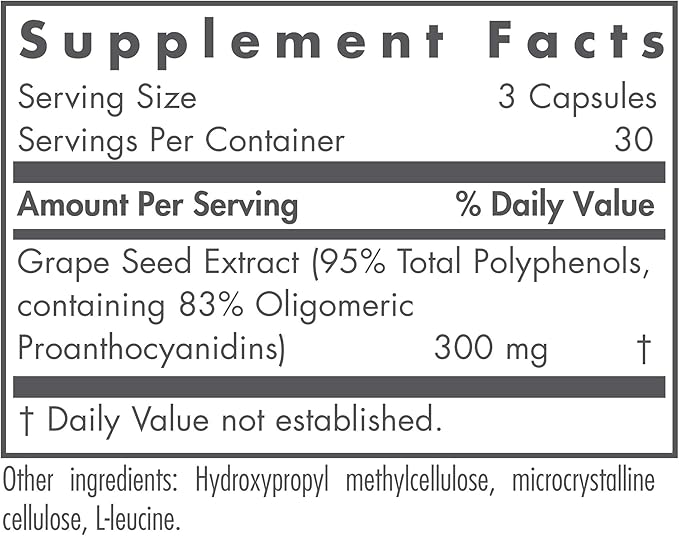 Nutricology Grape Pips - Grape Seed Extract, Proanthocyanidins, Polyphenols, Herbal Supplement, Organic, 300mg Capsules - 90 Count