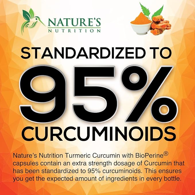 Turmeric Curcumin Supplement - 95% Curcuminoids with Organic Turmeric & Ginger, BioPerine Black Pepper Extract for Best Absorption, Natural Vegan Joint Support, Non-GMO, Bottled in USA - 120 Capsules