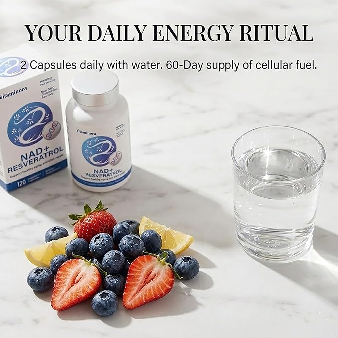 Liposomal NAD+ Supplement 500mg, Nicotinamide Adenine Dinucleotide for Cellular Energy and DNA Health, NMN Alternative for Healthy Aging and Focus, Enhanced Absorption, 120 Capsules, 2 Month Supply