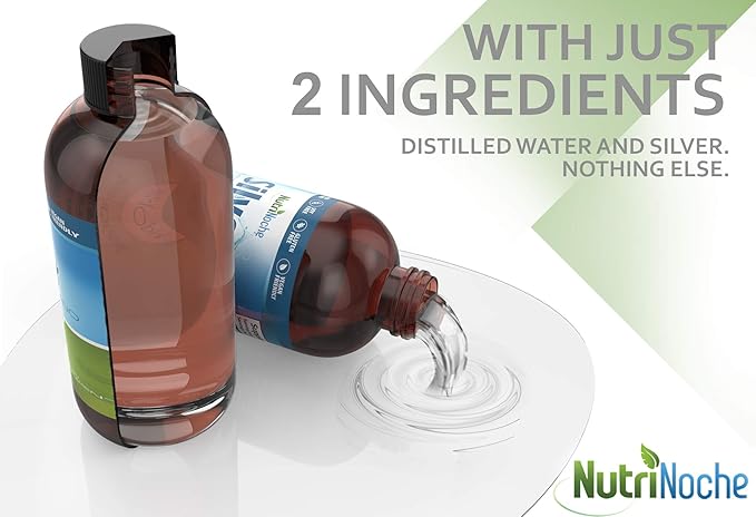 NutriNoche Colloidal Silver Liquid - Premium Silver for Immune Support - Organic Plata Coloidal para Tomar - 99.99% Ultra Pure Nano Particles for Optimal Absorption - 30 ppm 8 oz