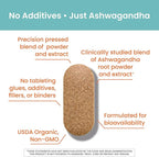 Himalaya Organic Ashwagandha Root, 30 Day Supply - Herbal Adrenal Support Supplements for Stress Relief and Energy Support - USDA Organic, Non-GMO, Vegan, Gluten Free, No Additives, 670 mg, 30 Caplets