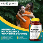 Vitamin B12 2,000 mcg Extra Strength – Energy, Focus & Nervous System Support – Cyanocobalamin Form – 180 Vegan Capsules, 180 Servings