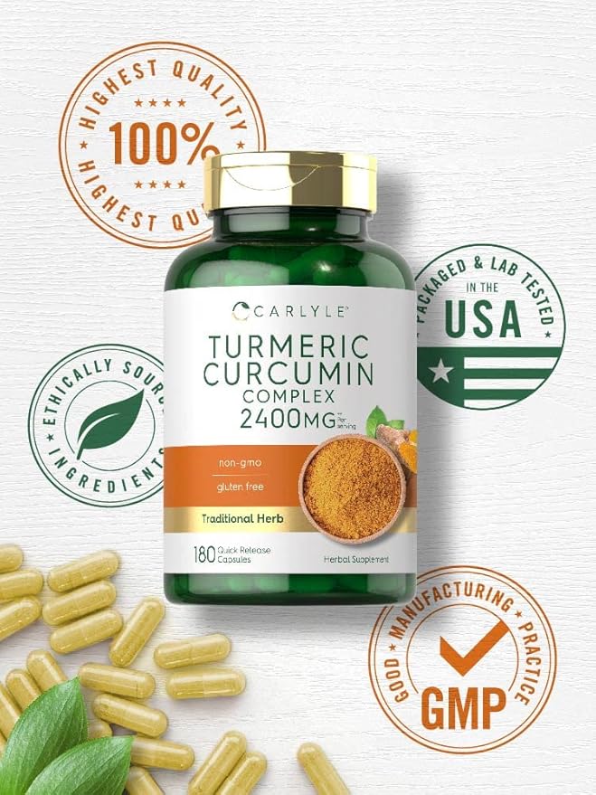 Carlyle Turmeric Curcumin Supplement | 180 Powder Capsules | Herbal Complex | Non-GMO, Gluten Free Formula