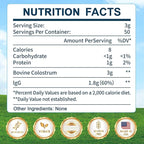 Grass-Fed Bovine Colostrum Supplement Powder - 60% High IgG 3000 mg for Gut Health, Immune Support - Easy to Mix Natural Liposomal Colostrum Superfood, Unflavored, 50 Servings