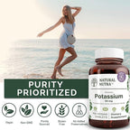 Natural Nutra Elemental Potassium Gluconate 99 mg Dietary Supplement – Promotes Energy, Helps Boost Nervous System, Promotes Heart Health, Mineral Regulation, Muscle Function - 100 Vegan Tablets