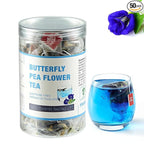 50 Dried Blue Butterfly Pea Flower Tea Bags | Thai Herbal Tea | Blue Purple Pea Tea | Caffeine-Free, Gluten-Free, Non-GMO | Ideal for Cooking, Iced Tea, Coolers, Cocktails and Mocktails