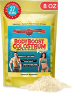 BodyBoost Colostrum Whole, 100% Bovine Colostrum Powder, Immune Booster Supplement with Immunoglobulin & Lactoferrin,Grass Fed Colostrum, Food for Gut Health & Muscle Growth, Diverse Intake, 8 oz