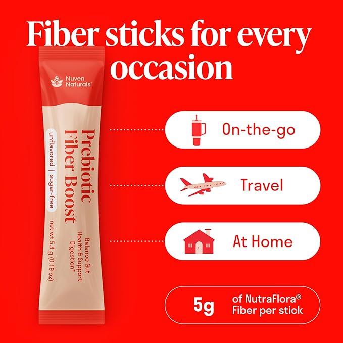 Prebiotic Fiber Powder - Unflavored & Sugar Free | 20 Sticks / Servings | Fiber Supplement to Support Digestive Regularity, Gut Health, Bloating & Immune Support - Soluble Prebiotic Powder Daily
