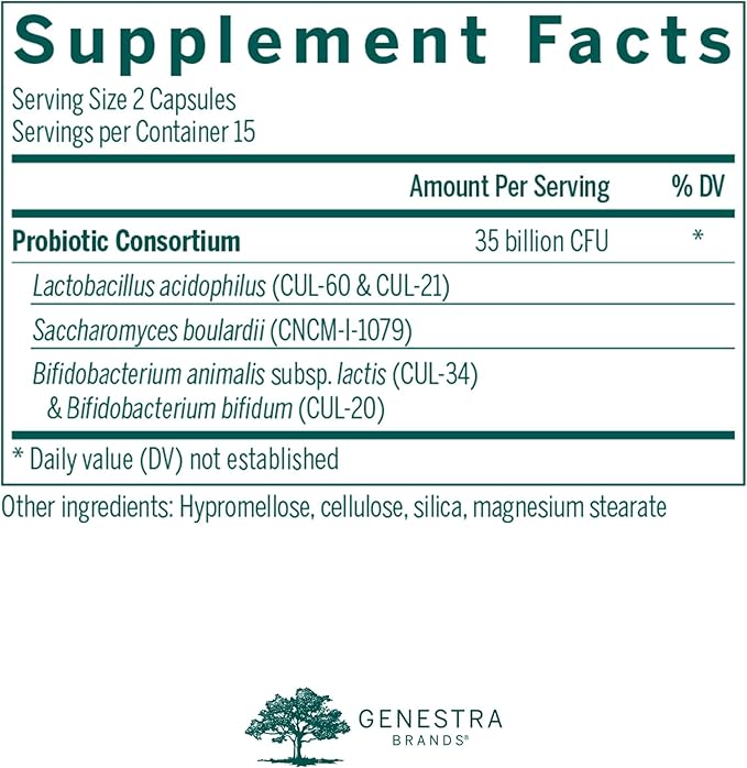 Genestra Brands - HMF Travel - Shelf Stable Probiotics to Support Gastrointestinal Health When Travelling - 30 Capsules