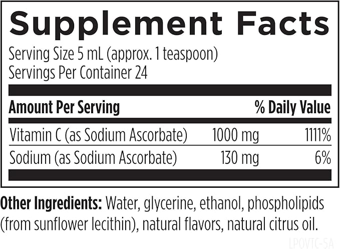 Designs for Health Liposomal Vitamin C Liquid - 1000mg Vitamin C Supplement - Liposomes (from Sunflower Lecithin) for Superior Absorption - Non-GMO, Pleasant Lemon Flavor (24 Servings / 4oz)