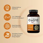 NatureBell CoQ10 100mg with Omega 3, 240 Capsules | Stable High Absorption Form – Antioxidant Support for Heart & Energy Health – Extra Strength Coenzyme Q10 Supplement