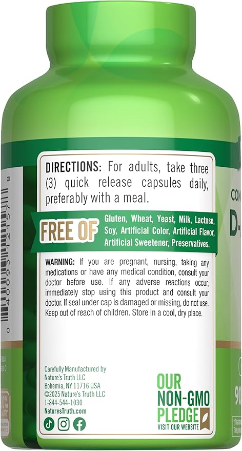 Nature's Truth D-Mannose Pills | 2100mg | 90 Capsules | Non-GMO & Gluten Free Supplement