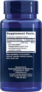 Life Extension Taurine 1000mg and Sea-Iodine 60 Capsules Supplement Bundle