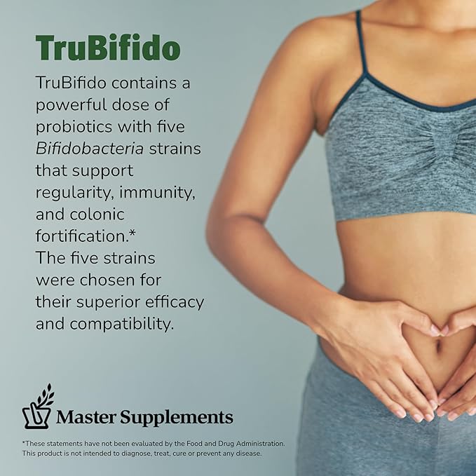 Master Supplements TruBifido - 30 Capsules, Pack of 2 - Powerful Probiotic for Colon Health & Energy - Immune Booster, Supports Regularity - Gluten Free - 60 Total Servings