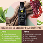 Nzuri Elixir Hair Skin and Nails Vitamins for Women and Men with Biotin, Folate, and Vitamin D for Daily Growth Supplement to Reducing Dryness, Thinning, and Loss, 32 oz.