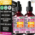 (2 Pack) Vitamin B12 and B6 Liquid Drops, B12 Sublingual Vitamin B Complex - B 12 Vitamin 5000mcg - B12 Methylcobalamin for Energy, Brain, and Heart Support with 27,200 mcg, Fruit Punch, 80 Servings