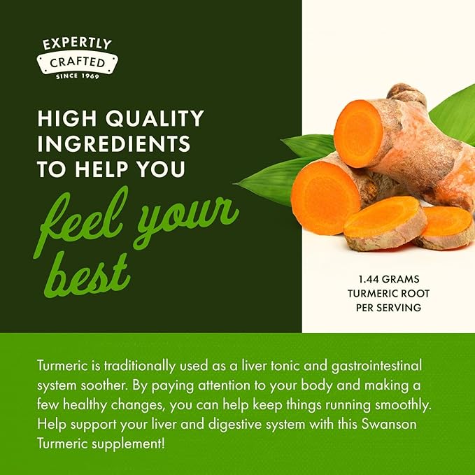 Swanson Full Spectrum Turmeric Curcumin Joint, Liver, and Digestive Support Supplement for Active Adults - Non-GMO, Gluten-Free (240 Vegan Capsules, 3 Pack)