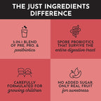 JUST INGREDIENTS Kids Probiotic Drink Mix - Fruit Punch, Prebiotic & Postbiotic, Gut & Immune Support