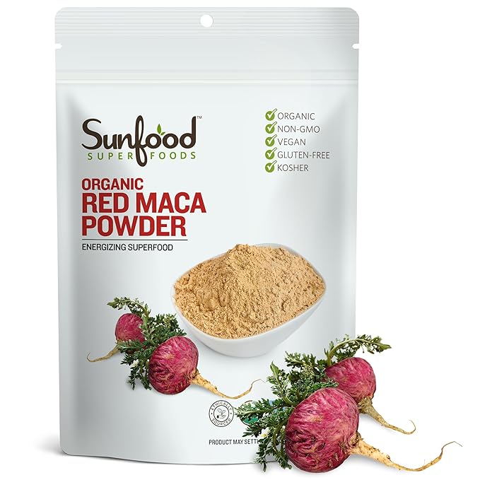 SUNFOOD Organic Red Maca Powder, 8 OZ