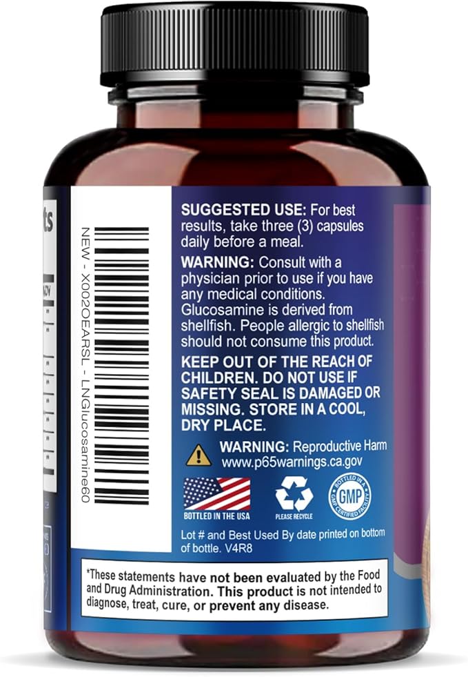 Glucosamine Chondroitin MSM Complex - 3X Strength Joint Support Supplement with Glucosamine Sulfate, Turmeric, Boswellia - For Cartilage, Mobility & Flexibility - Bottled in USA - 60 Capsules